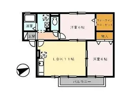 ウィルタイヤン黒田B棟(2LDK/2階)の間取り写真