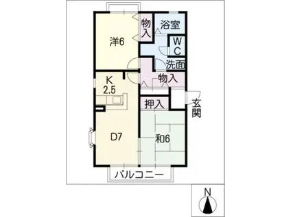 フレマリール香久山C棟(2DK/2階)の間取り写真