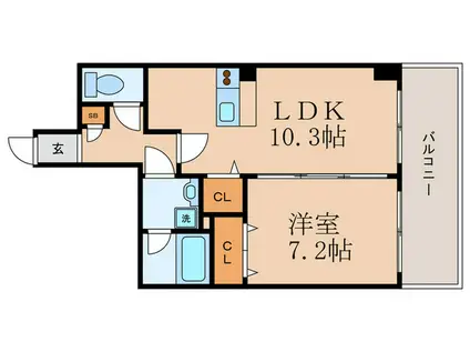 コンフォーレ栗栖野(1LDK/2階)の間取り写真