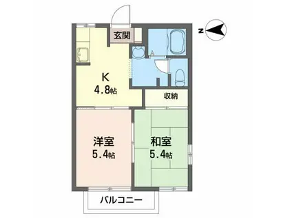 ディアス田園 I(2K/2階)の間取り写真