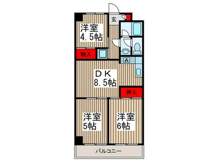 FOREST MANSION武蔵浦和(3DK/3階)の間取り写真