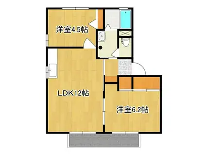 フレグランスニシヤマ B棟(2LDK/1階)の間取り写真