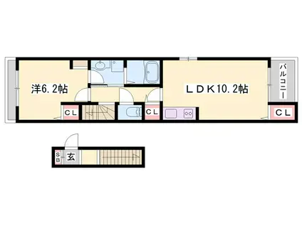 フェリスIII(1LDK/2階)の間取り写真