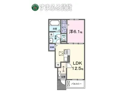 キララK(1LDK/1階)の間取り写真