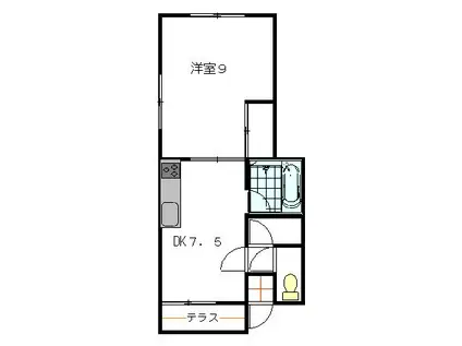 プレタメゾン葉山(1DK/2階)の間取り写真