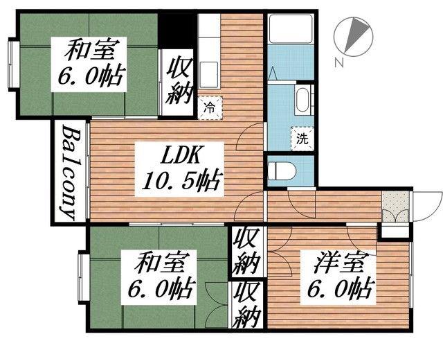 サンワロイヤル長江(3LDK/1階)の間取り写真