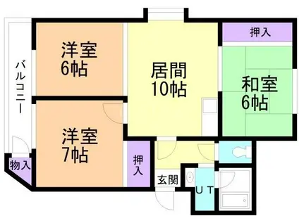 E.US新道東 旧十一屋マンション(3LDK/4階)の間取り写真