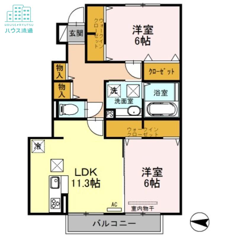 ルピナアサイ(2LDK/1階)の間取り写真