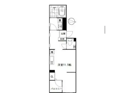 ユノー東大前(ワンルーム/2階)の間取り写真