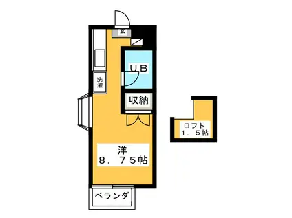 パルコート34 A棟(ワンルーム/2階)の間取り写真