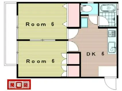 第2コーポ岡部(2DK/2階)の間取り写真