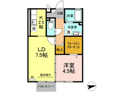 レセンテ住吉(1LDK/2階)の間取り写真