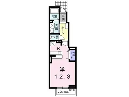 カーサ・グランデK(1K/1階)の間取り写真