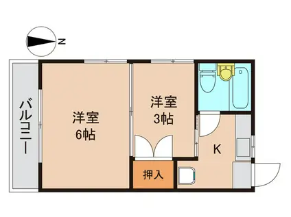 ソワサント(2K/2階)の間取り写真