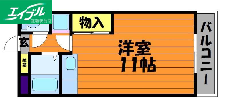 ぱんぷきんはうす(ワンルーム/2階)の間取り写真