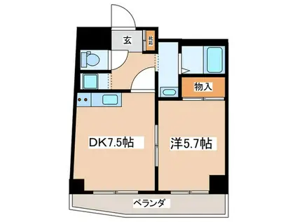 マンキンフ港南中央通(1DK/3階)の間取り写真