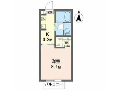 サンクレストT(1K/2階)の間取り写真