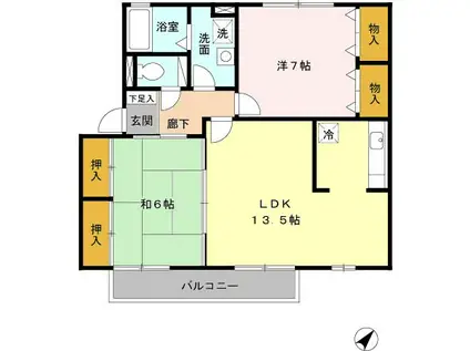 クレールプラザ立花(2LDK/2階)の間取り写真