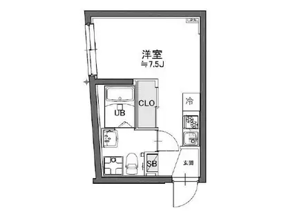 TASUKI RICHESSE洗足(ワンルーム/1階)の間取り写真