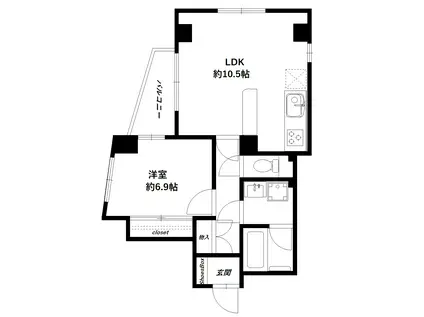 クレセール中板橋(1LDK/1階)の間取り写真