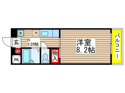 ラ・ピエ南花園(1K/2階)の間取り写真