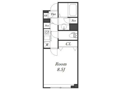 メゾンドヴィレ日本橋茅場町(1K/1階)の間取り写真