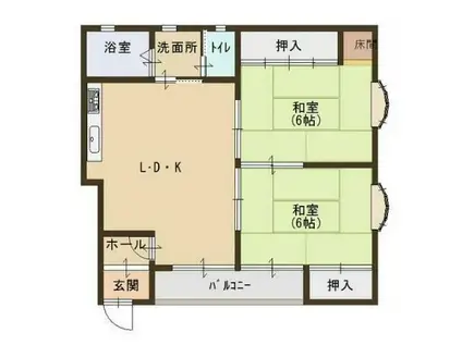 メゾンジェルメB(2DK/1階)の間取り写真