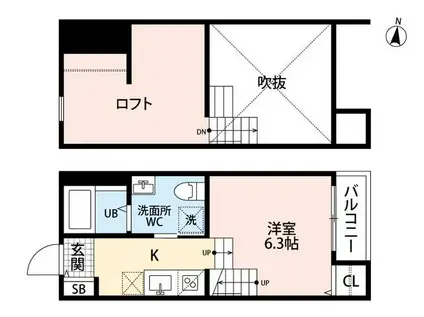 リヴェール賀茂(ワンルーム/2階)の間取り写真