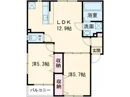 プロスパー白岳II(2LDK/3階)の間取り写真