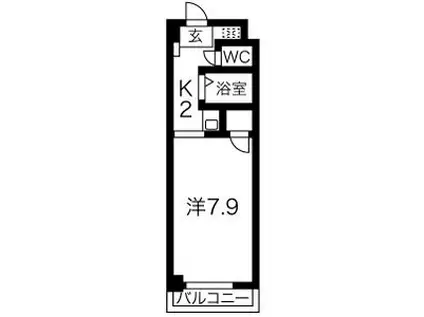 プラトー原(1K/3階)の間取り写真