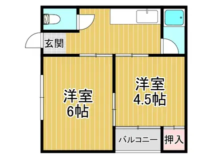 ピア西淀川B棟(2DK/4階)の間取り写真