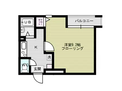 アスティオン平尾(1K/3階)の間取り写真