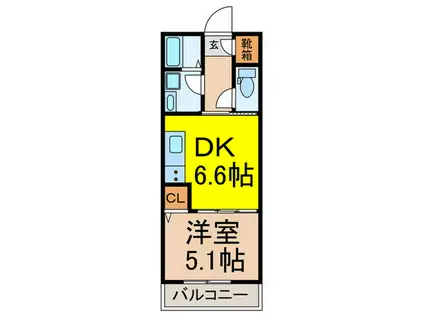 グラナーデ高野台(1DK/2階)の間取り写真