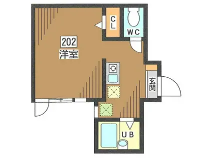 ビラ・リヴェールスクエア豊町(1K/2階)の間取り写真