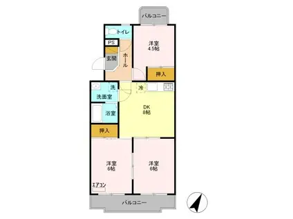 グラン.ドムール上福岡(3DK/1階)の間取り写真