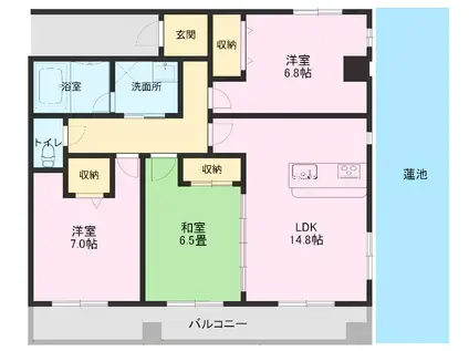 アンビアンス青井(3LDK/4階)の間取り写真