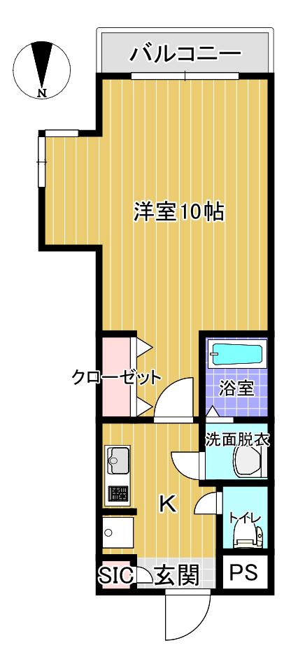 イーストヴィレッジ大宅(1K/3階)の間取り写真