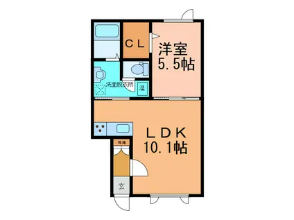 アルファーメゾンII(1LDK/2階)の間取り写真