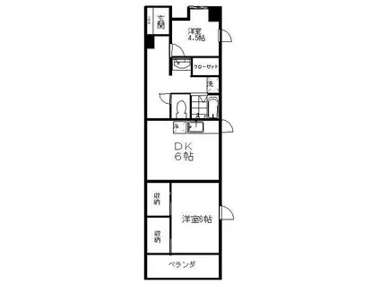 第1荒井プレイス(2DK/4階)の間取り写真