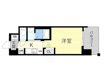 エステムコート難波ウエスト-SIDE8エクシーナ(1K/4階)の間取り写真