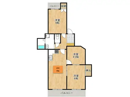 ミハルアート野比(3LDK/3階)の間取り写真