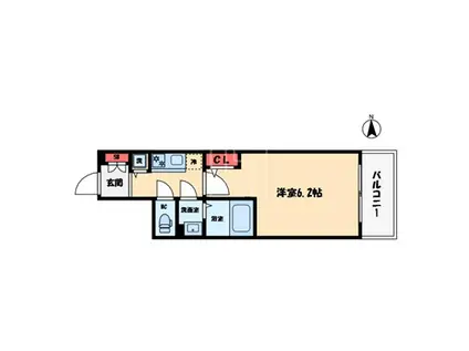 エスリード難波ザ・ブライト(1K/7階)の間取り写真