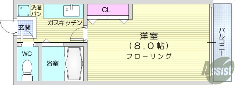リョウヒルズ(1K/2階)の間取り写真