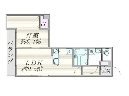 フェリーチェ東大前(1LDK/1階)の間取り写真
