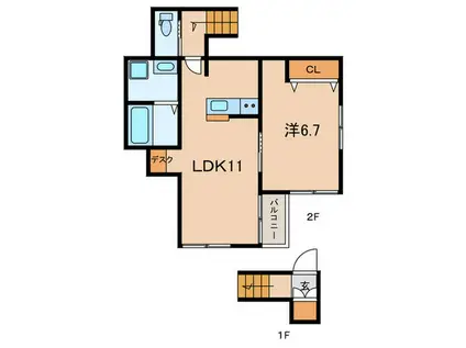 キャラクターメゾン キュルチュール文京(1LDK/2階)の間取り写真