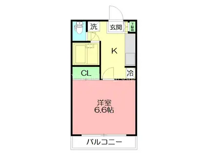 ウェルネスIII(1K/4階)の間取り写真