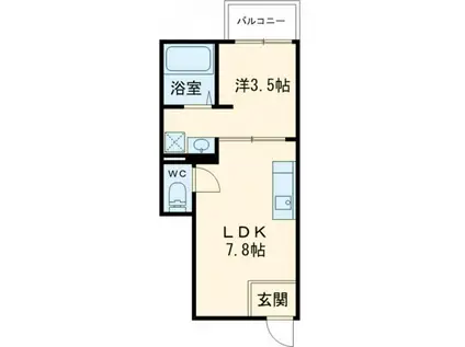 ルミエール(1LDK/1階)の間取り写真