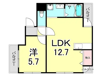 ハイム北夙川II(1LDK/1階)の間取り写真