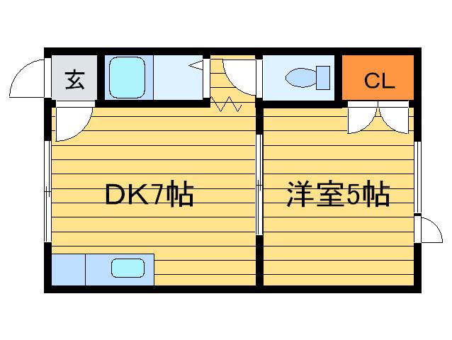 一条ハウス(1DK/3階)の間取り写真