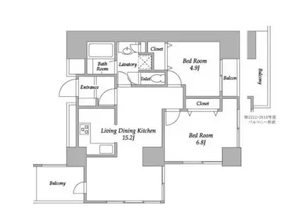 プラザタワー勝どき(2LDK/13階)の間取り写真
